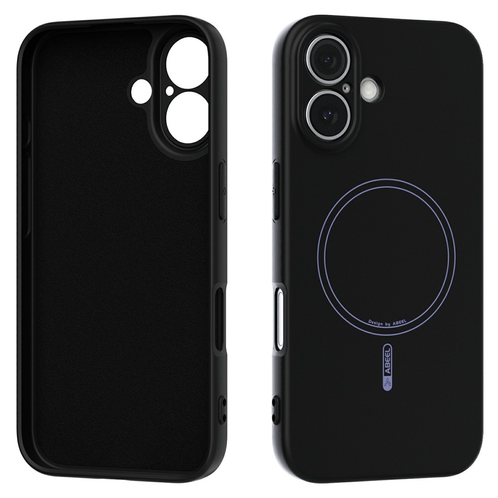 ABEEL For iPhone 16 Case Compatible with MagSafe Skin Touch Liquid Silicone Phone Back Cover - Black