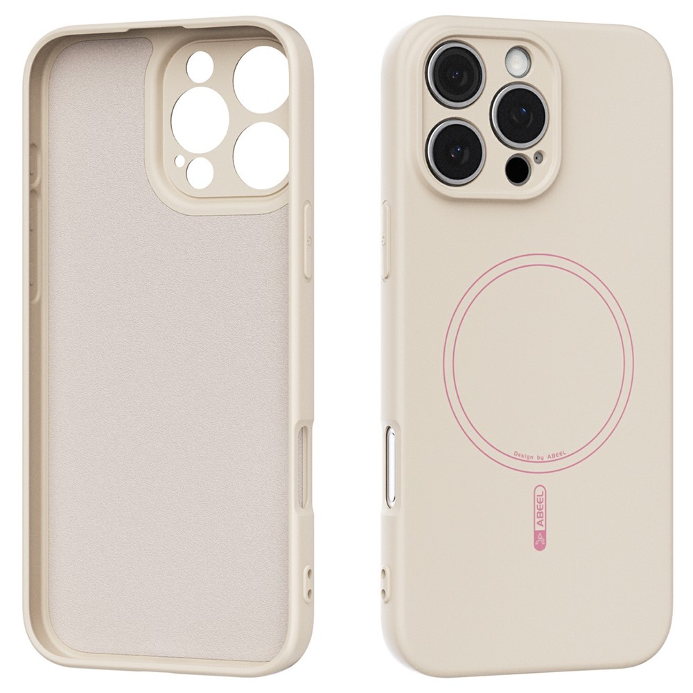 ABEEL For iPhone 16 Pro Max Case Compatible with MagSafe Skin Touch Liquid Silicone Phone Back Cover - Beige