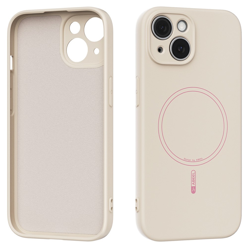 ABEEL For iPhone 15 Case Compatible with MagSafe Skin Touch Liquid Silicone Phone Back Cover - Beige