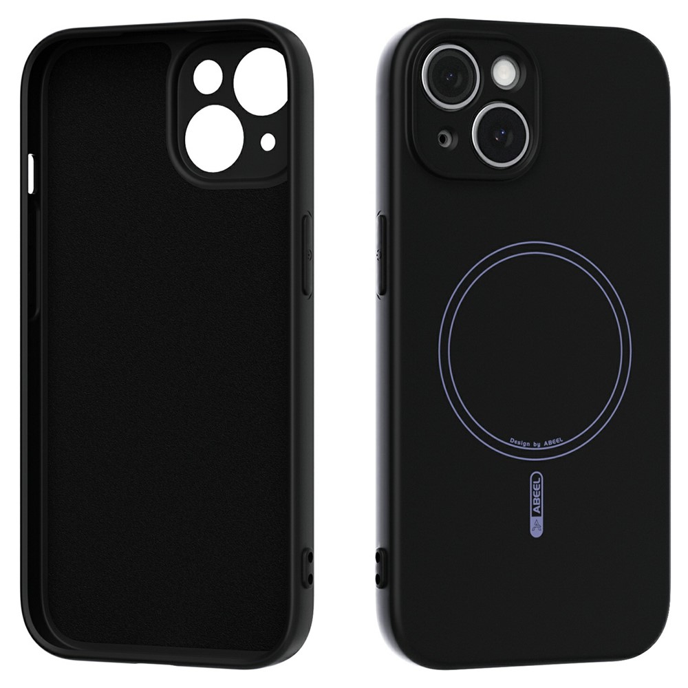 ABEEL For iPhone 15 Case Compatible with MagSafe Skin Touch Liquid Silicone Phone Back Cover - Black