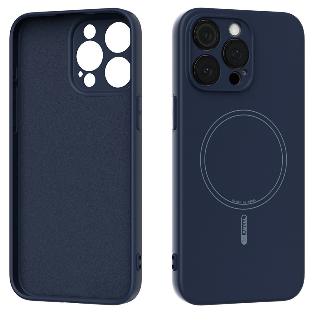 ABEEL For iPhone 15 Pro Case Compatible with MagSafe Skin Touch Liquid Silicone Phone Back Cover - Dark Blue