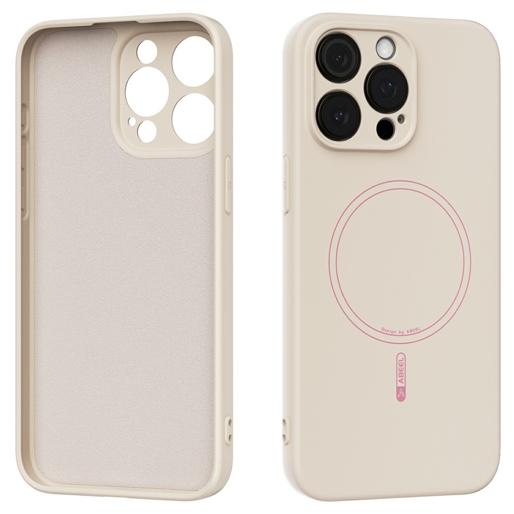 ABEEL For iPhone 15 Pro Max Case Compatible with MagSafe Skin Touch Liquid Silicone Phone Back Cover - Beige