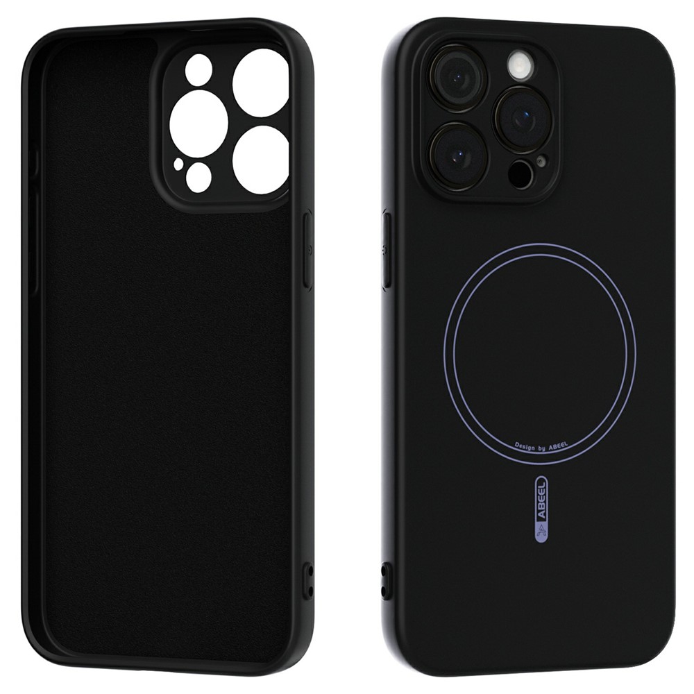 ABEEL For iPhone 15 Pro Max Case Compatible with MagSafe Skin Touch Liquid Silicone Phone Back Cover - Black