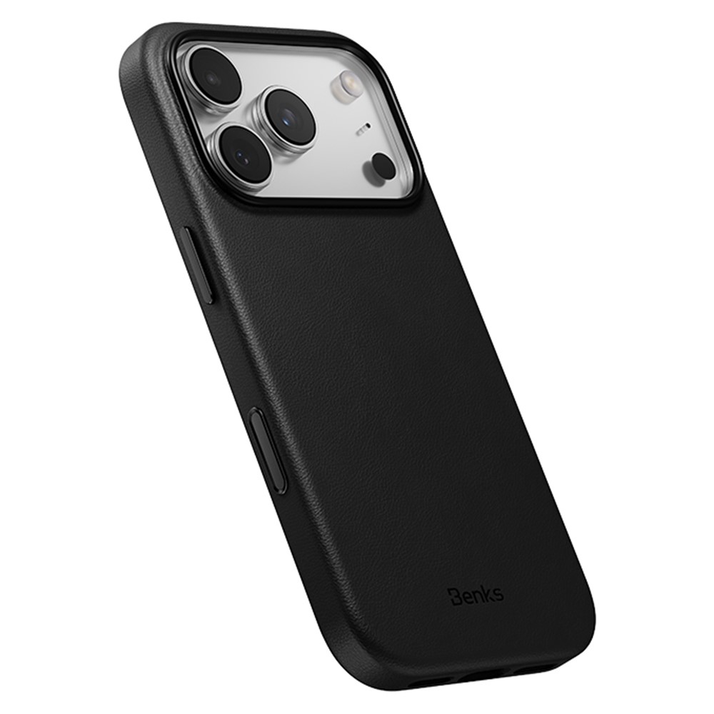 BENKS Q2 For iPhone 17 Pro Max Mircrofiber Leather + PC + Silicone Phone Case Compatible with MagSafe - Black