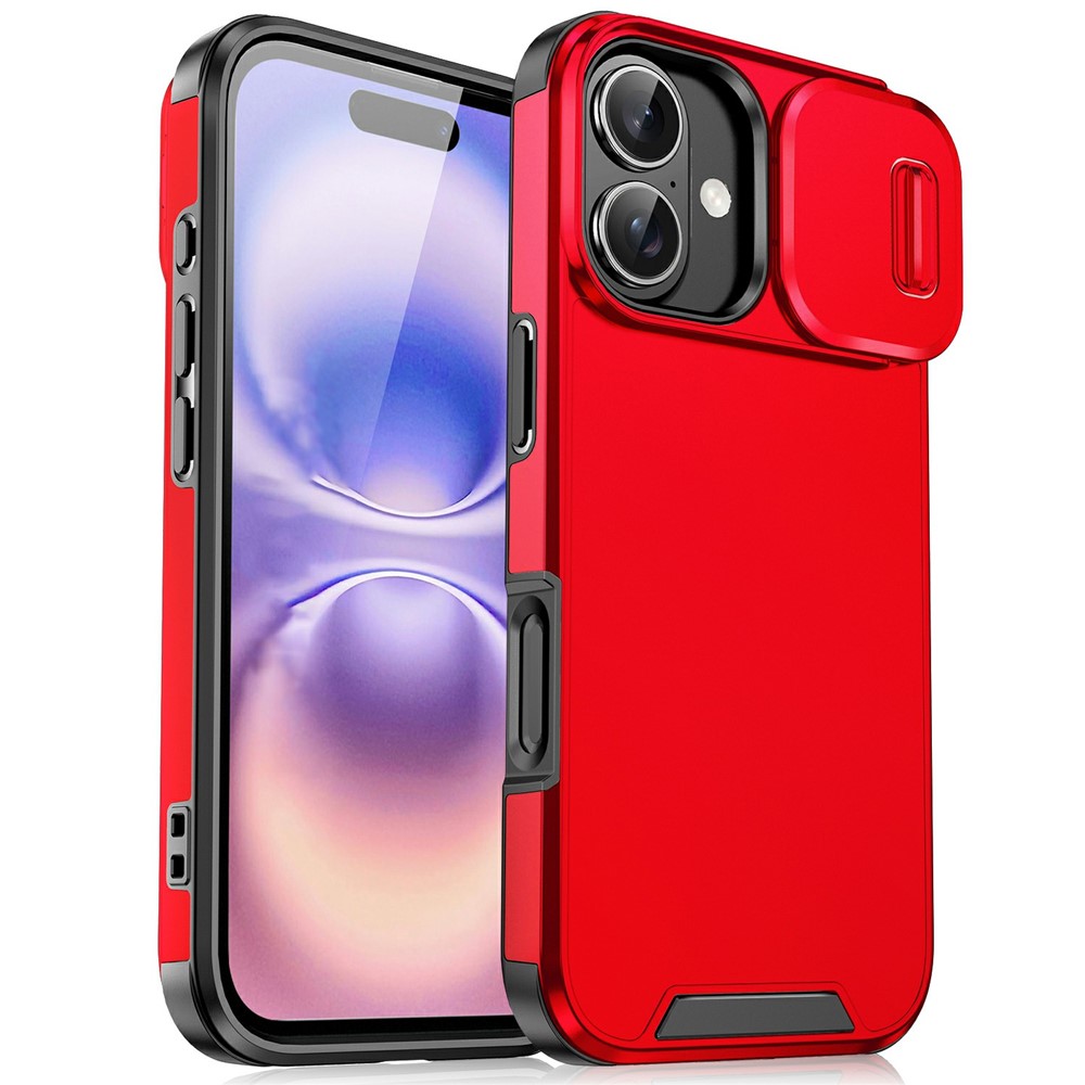 For iPhone 17 Case PC + TPU Shell with Slide Camera Phone Cover - Red