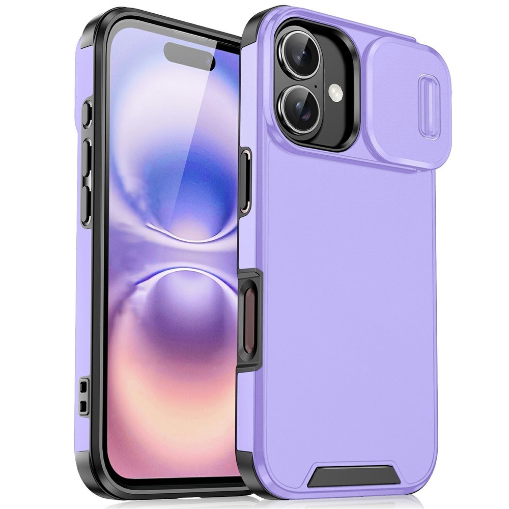 For iPhone 17 Case PC + TPU Shell with Slide Camera Phone Cover - Purple