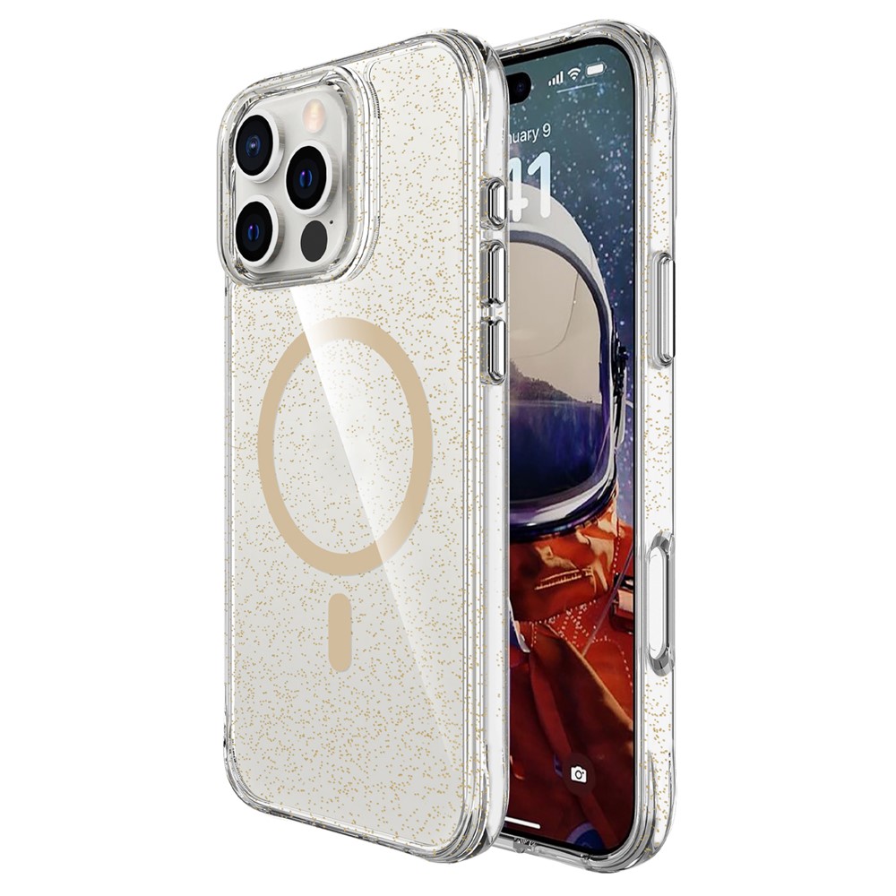 Bulk Purchasing For iPhone 16 Pro Max Case Compatible with MagSafe Starry Glitter PC + TPU Phone Cover - Gold