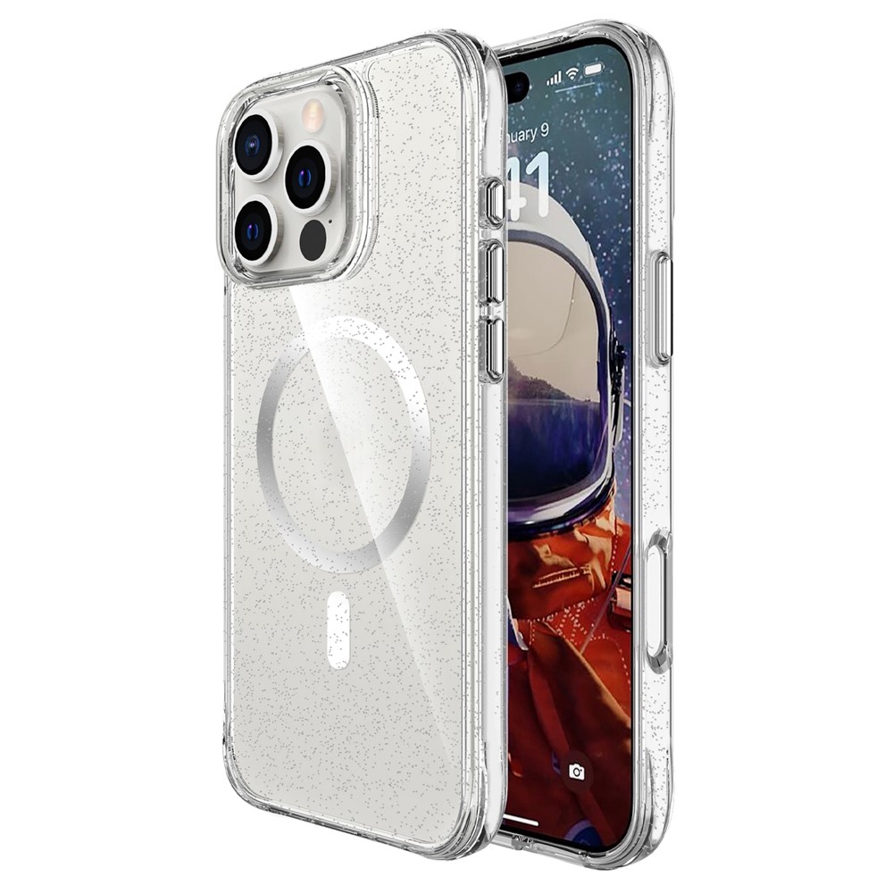 Bulk Purchasing For iPhone 16 Pro Case Compatible with MagSafe Starry Glitter PC + TPU Phone Cover - Silver