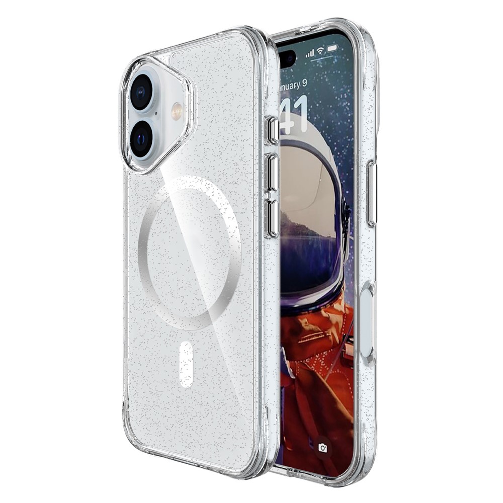 Bulk Purchasing For iPhone 16 Plus Case Compatible with MagSafe Starry Glitter PC + TPU Phone Cover - Silver
