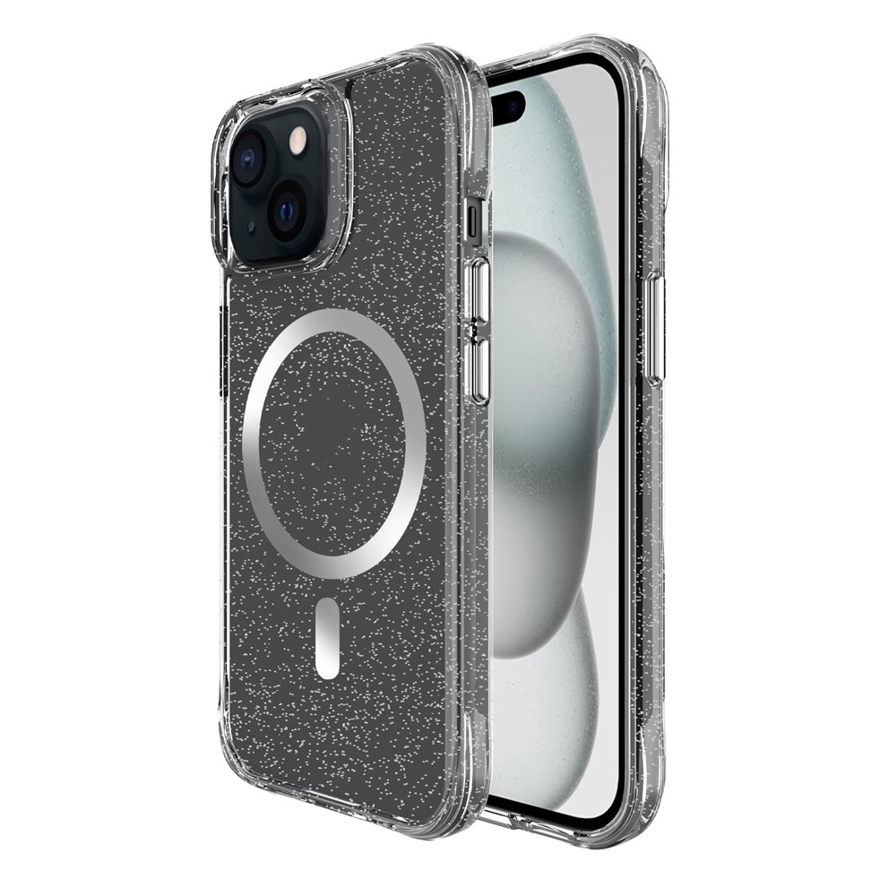 Bulk Purchasing For iPhone 15 Case Compatible with MagSafe Starry Glitter PC + TPU Phone Cover - Silver
