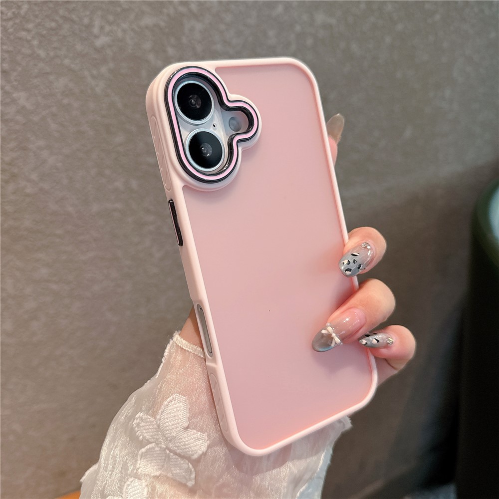 For iPhone 16 Case PC + TPU Anti-Slip Matte Phone Cover - Pink