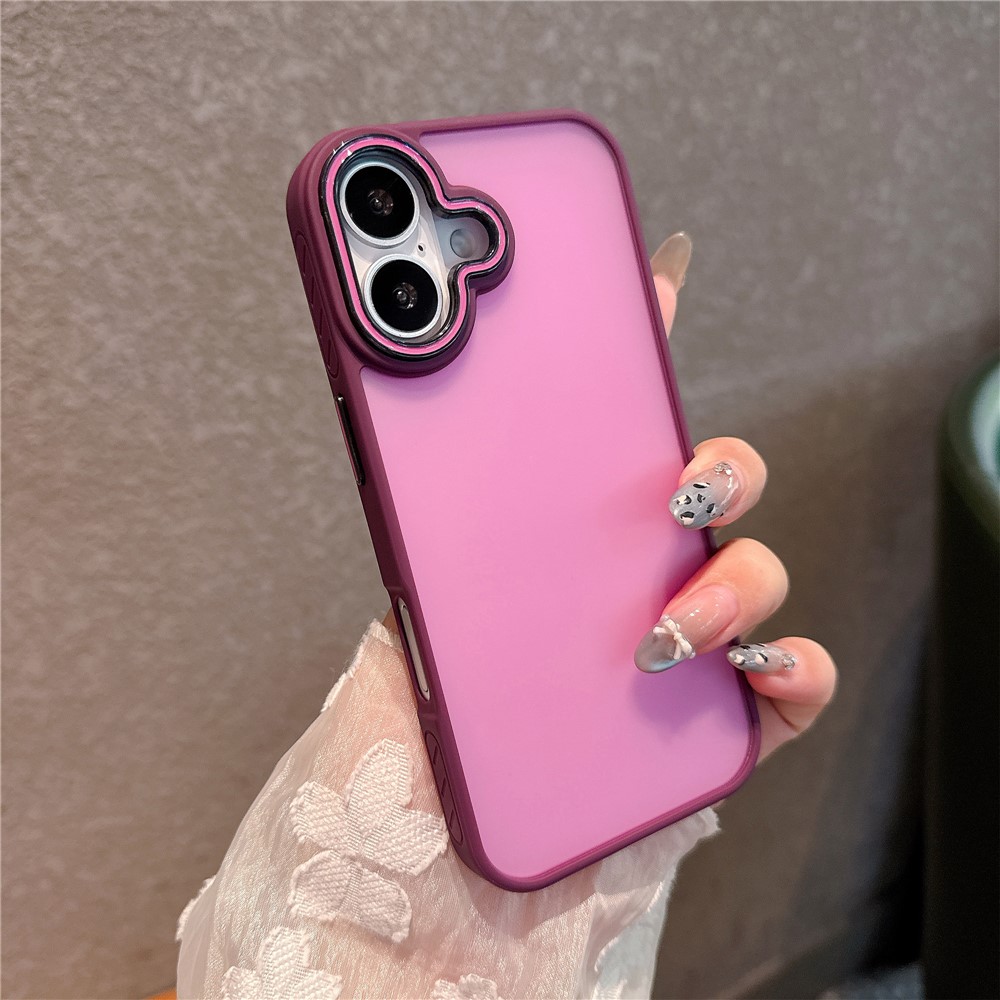 For iPhone 16 Plus Case PC + TPU Anti-Slip Matte Phone Cover - Purple
