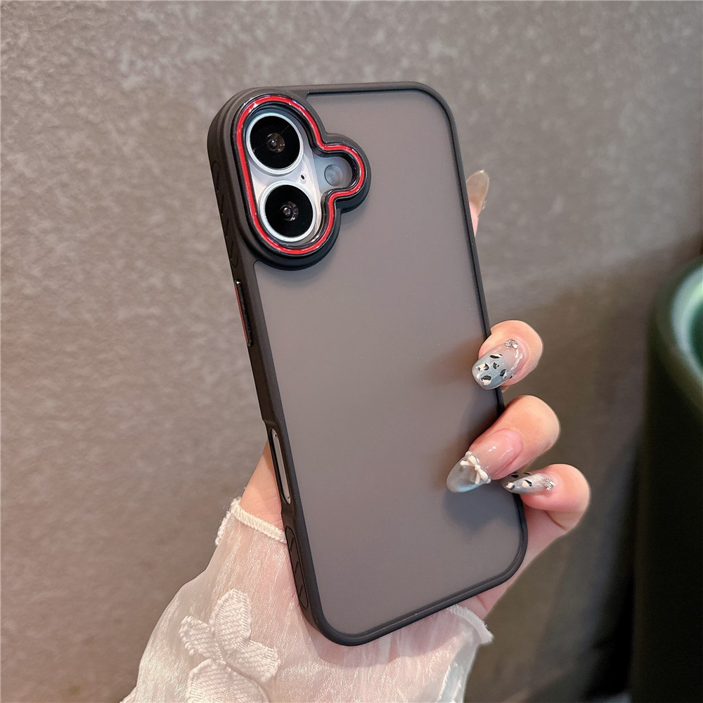 For iPhone 16 Plus Case PC + TPU Anti-Slip Matte Phone Cover - Black