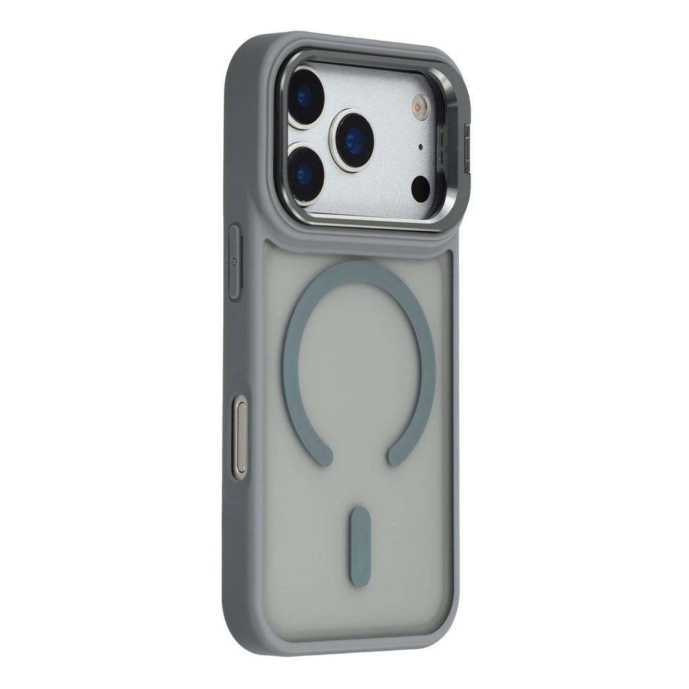 For iPhone 17 Pro Max Case Compatible with MagSafe Lens Kickstand TPU + PC Matte Phone Cover - Titanium Grey