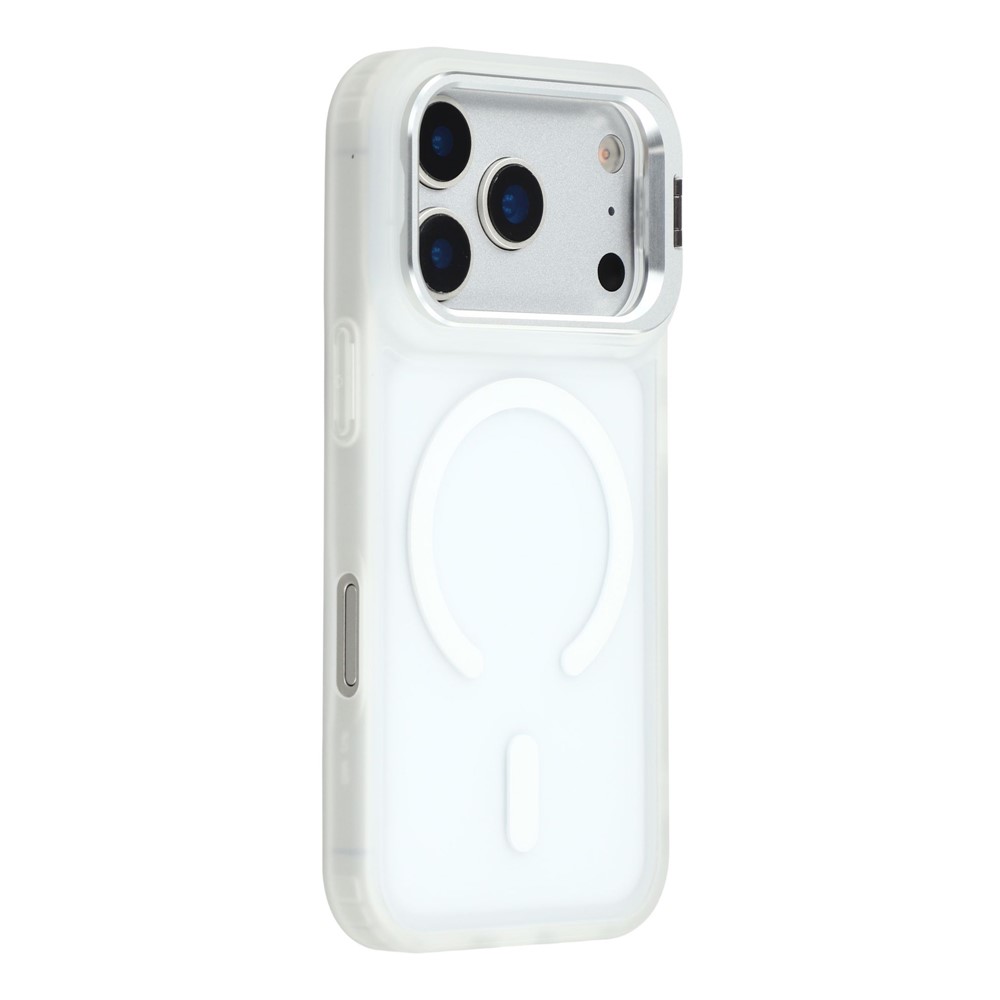 For iPhone 17 Pro Max Case Compatible with MagSafe Lens Kickstand TPU + PC Matte Phone Cover - Transparent White