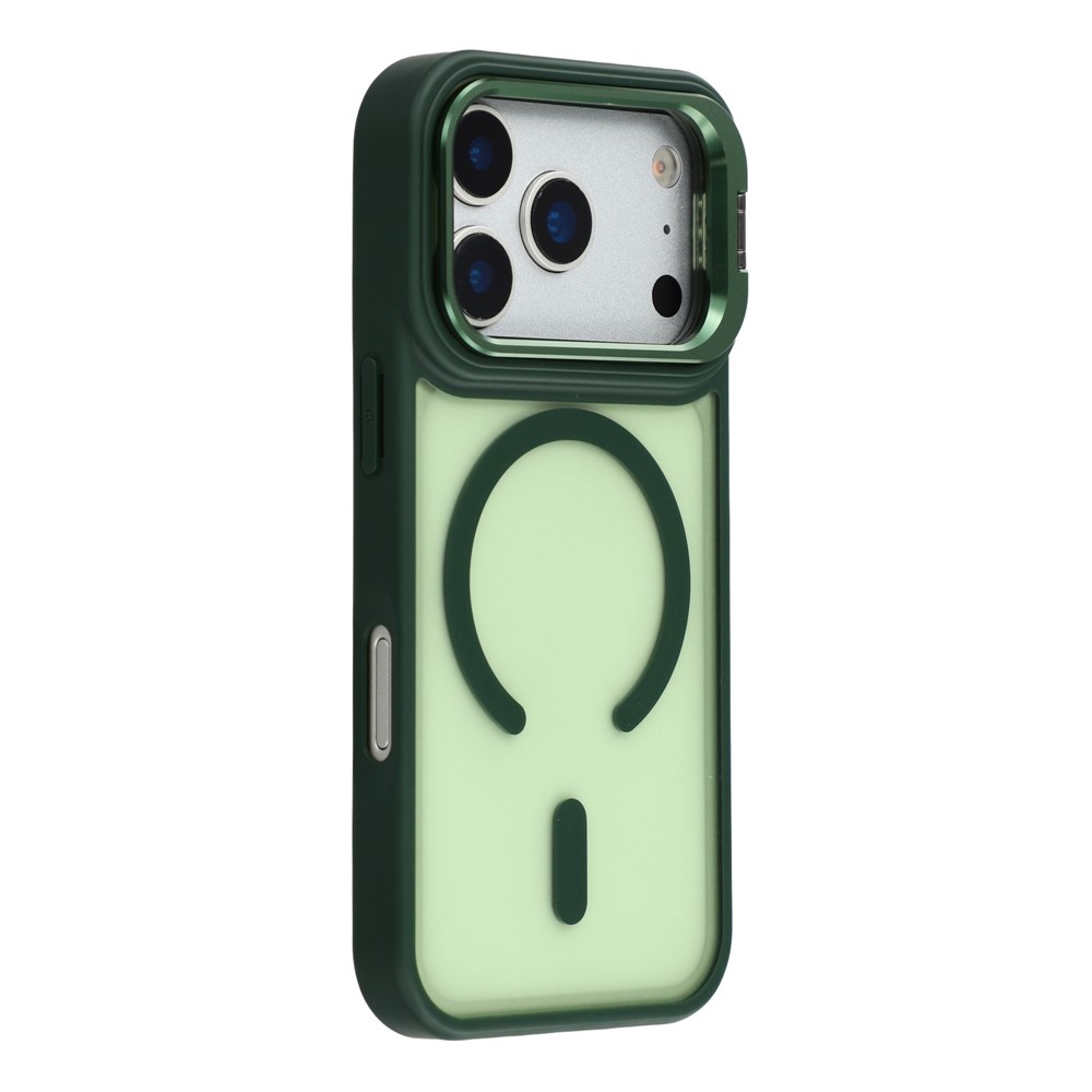 For iPhone 17 Pro Max Case Compatible with MagSafe Lens Kickstand TPU + PC Matte Phone Cover - Dark Green