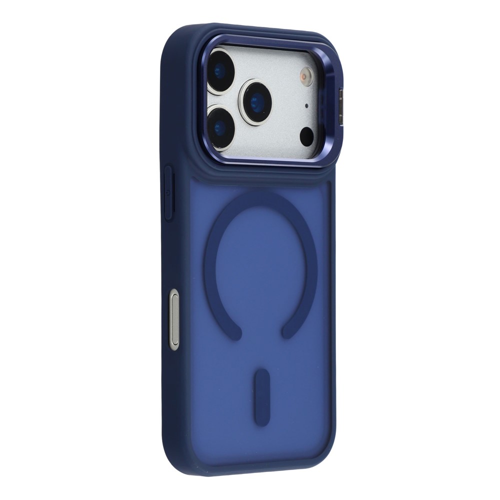For iPhone 17 Pro Max Case Compatible with MagSafe Lens Kickstand TPU + PC Matte Phone Cover - Dark Blue