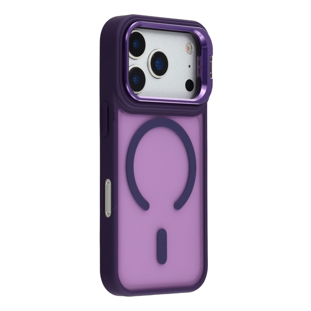 For iPhone 17 Pro Max Case Compatible with MagSafe Lens Kickstand TPU + PC Matte Phone Cover - Dark Purple