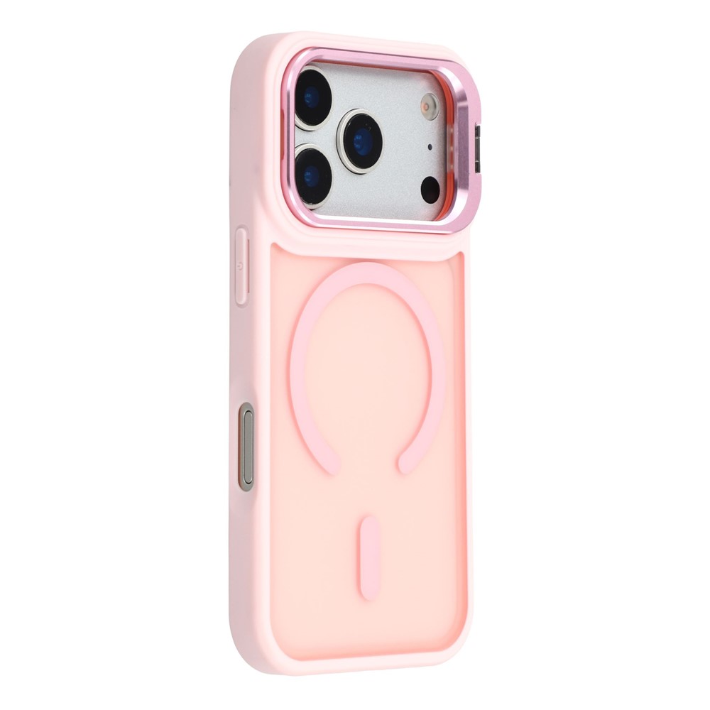 For iPhone 17 Pro Max Case Compatible with MagSafe Lens Kickstand TPU + PC Matte Phone Cover - Pink