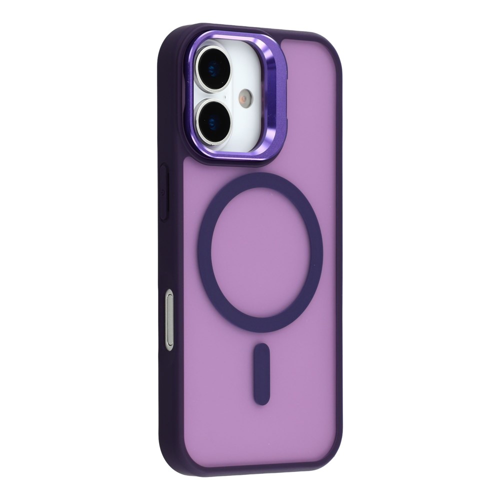 For iPhone 17 Case Compatible with MagSafe Lens Kickstand TPU + PC Matte Phone Cover - Dark Purple