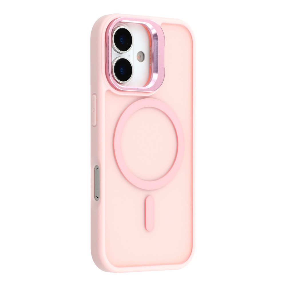 For iPhone 17 Case Compatible with MagSafe Lens Kickstand TPU + PC Matte Phone Cover - Pink