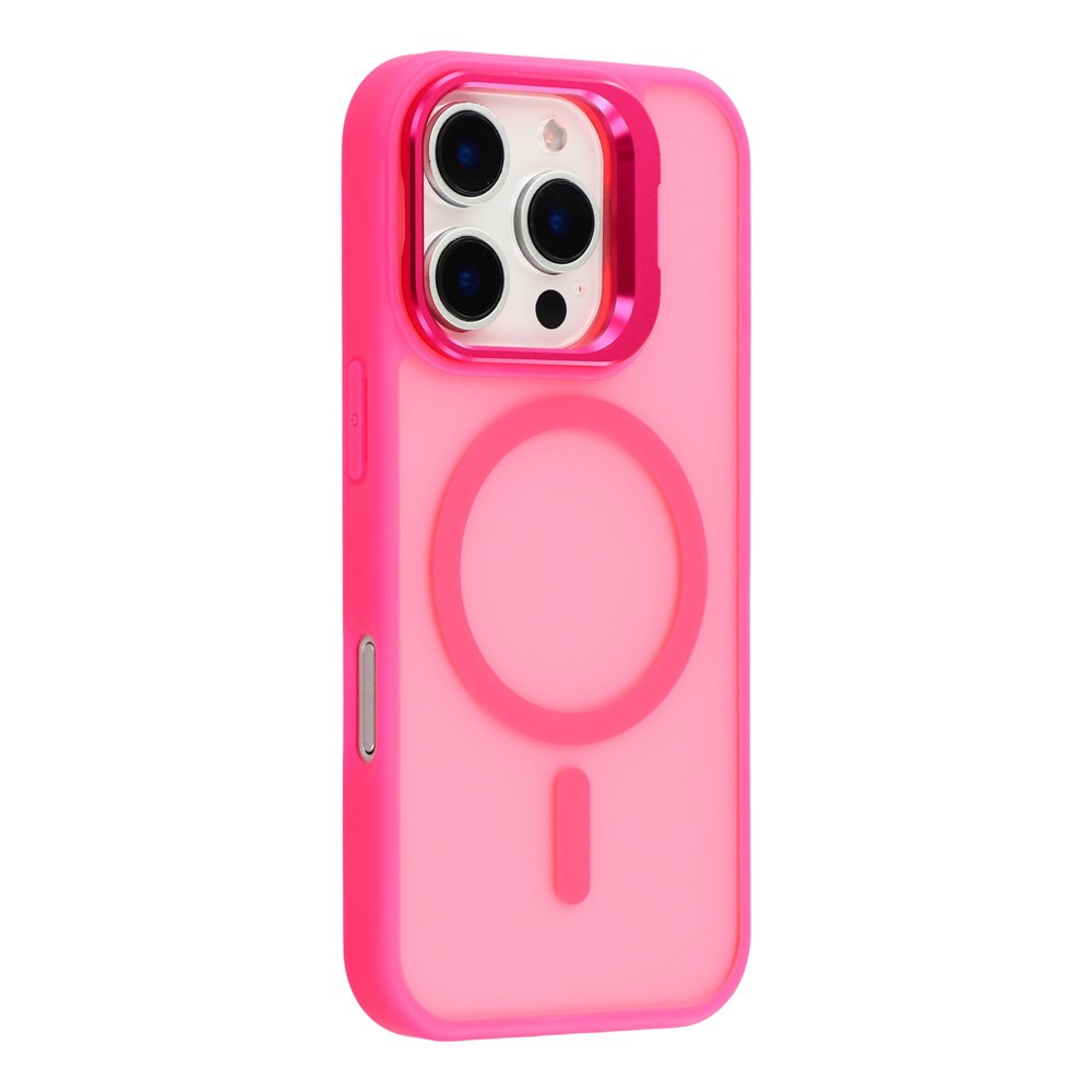 For iPhone 16 Pro Max Case Compatible with MagSafe Lens Kickstand TPU + PC Matte Phone Cover - Rose