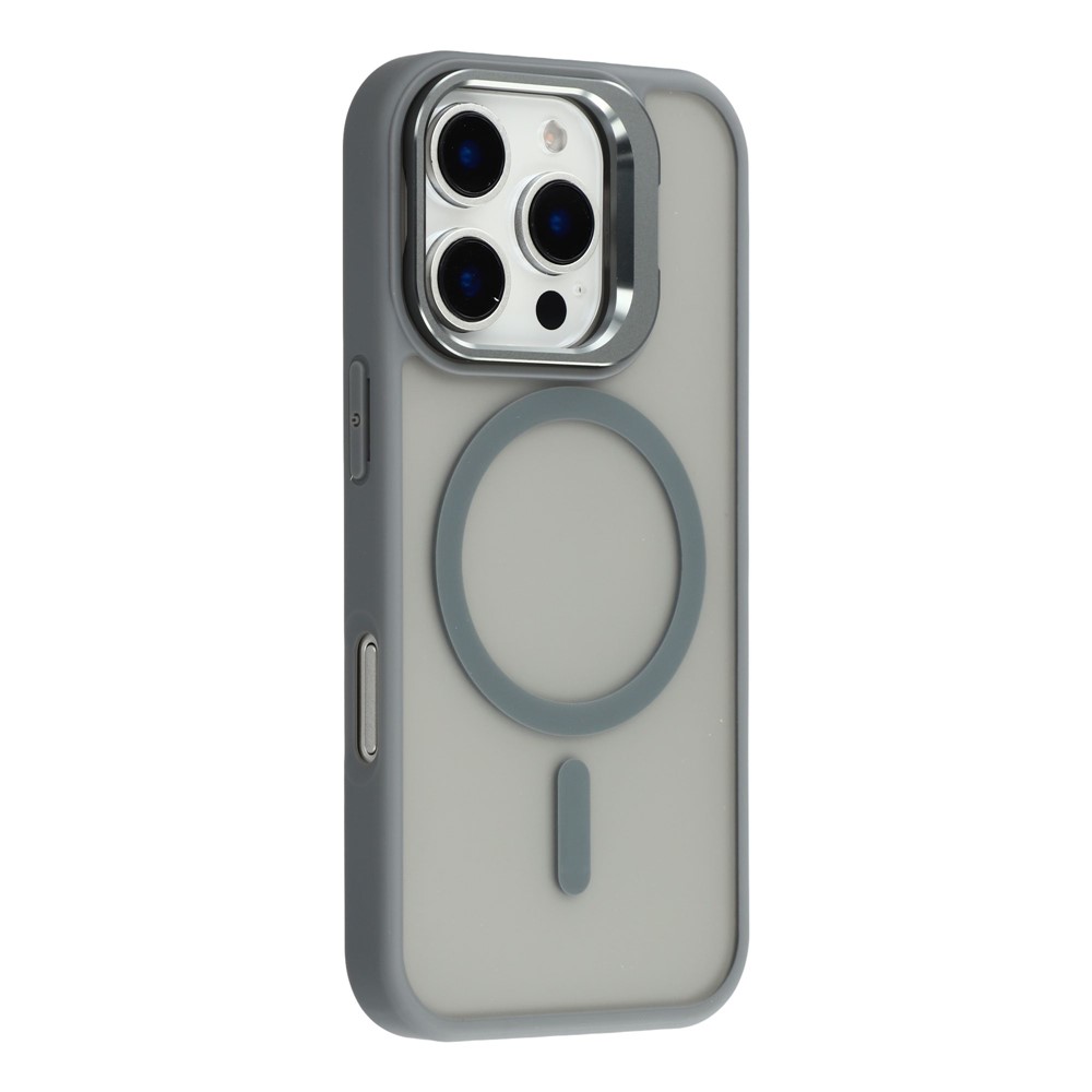 For iPhone 16 Pro Max Case Compatible with MagSafe Lens Kickstand TPU + PC Matte Phone Cover - Titanium Grey