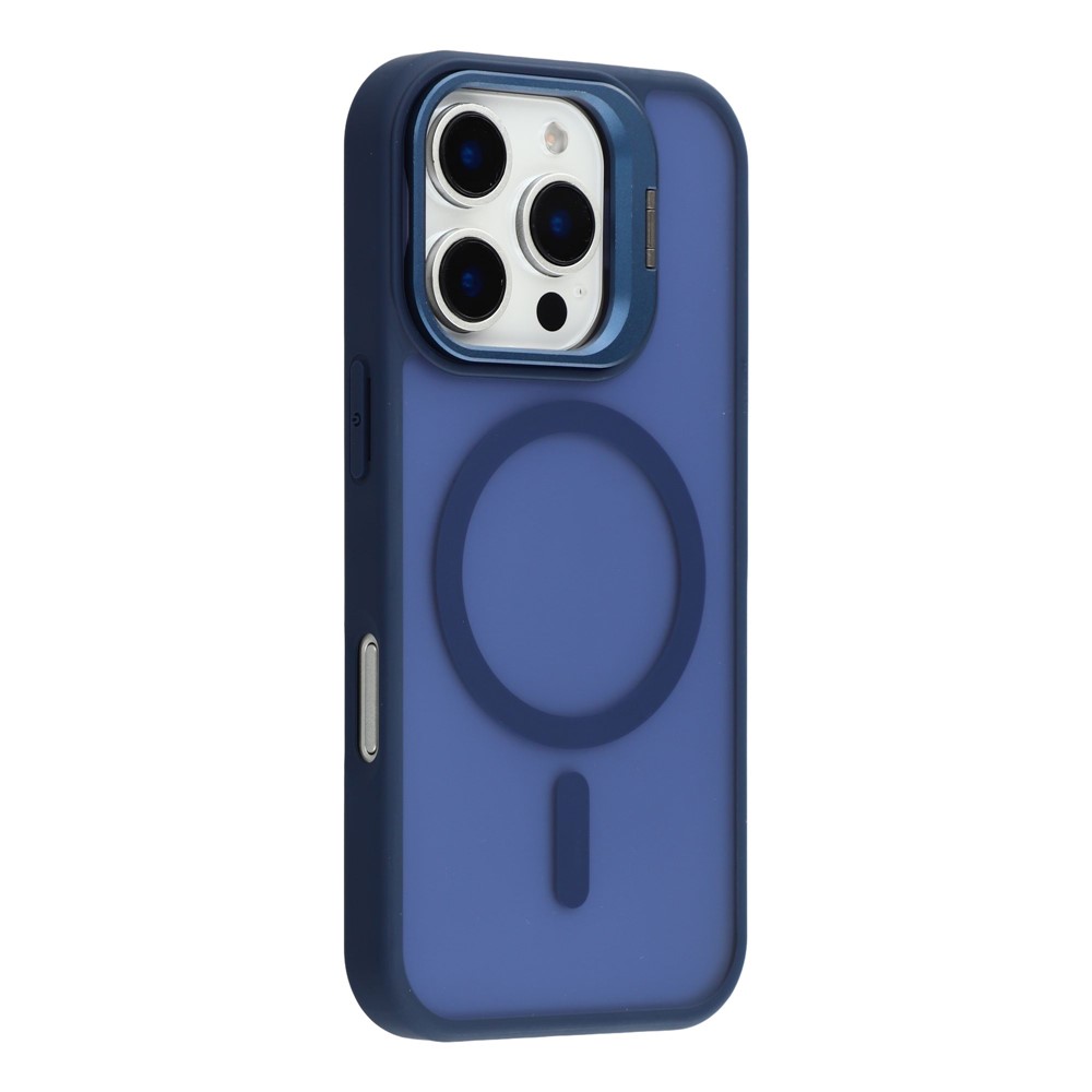 For iPhone 16 Pro Max Case Compatible with MagSafe Lens Kickstand TPU + PC Matte Phone Cover - Dark Blue