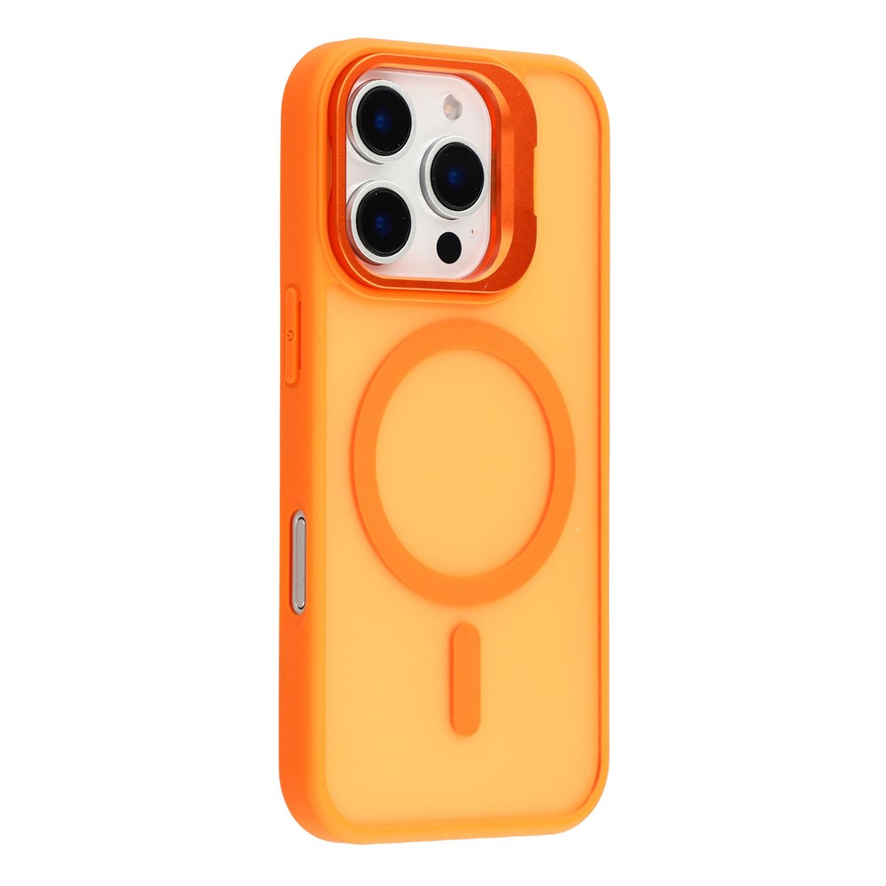 For iPhone 16 Pro Case Compatible with MagSafe Lens Kickstand TPU + PC Matte Phone Cover - Orange