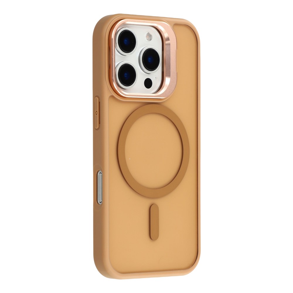 For iPhone 16 Pro Case Compatible with MagSafe Lens Kickstand TPU + PC Matte Phone Cover - Desert Gold
