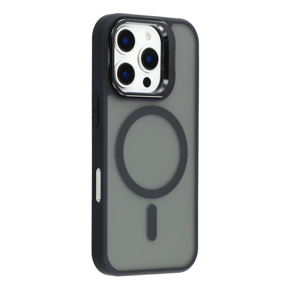 For iPhone 16 Pro Case Compatible with MagSafe Lens Kickstand TPU + PC Matte Phone Cover - Titanium Black