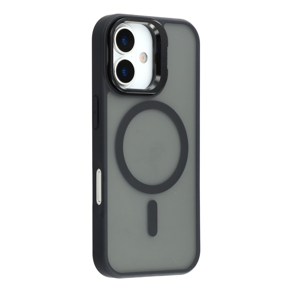 For iPhone 16 Plus Case Compatible with MagSafe Lens Kickstand TPU + PC Matte Phone Cover - Titanium Black