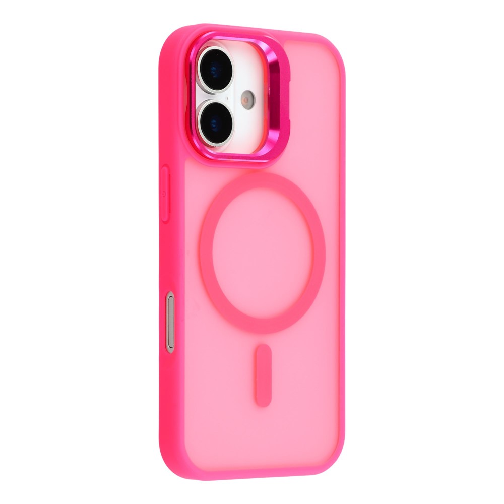 For iPhone 16 Plus Case Compatible with MagSafe Lens Kickstand TPU + PC Matte Phone Cover - Rose