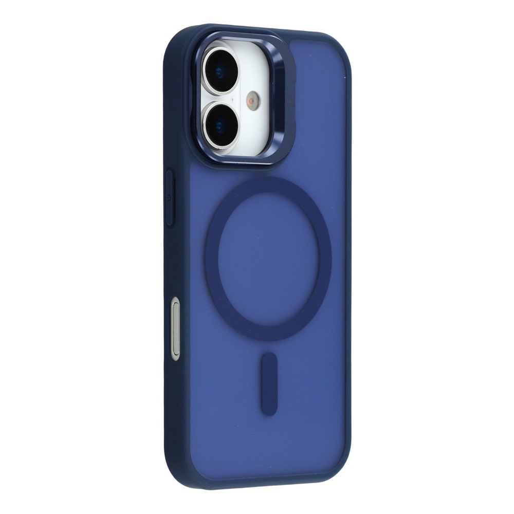 For iPhone 16 Plus Case Compatible with MagSafe Lens Kickstand TPU + PC Matte Phone Cover - Dark Blue