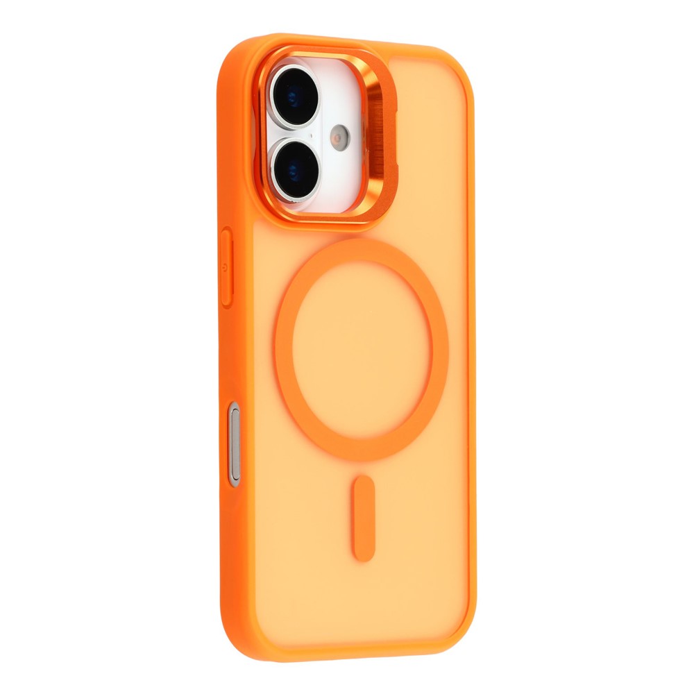 For iPhone 16 Plus Case Compatible with MagSafe Lens Kickstand TPU + PC Matte Phone Cover - Orange