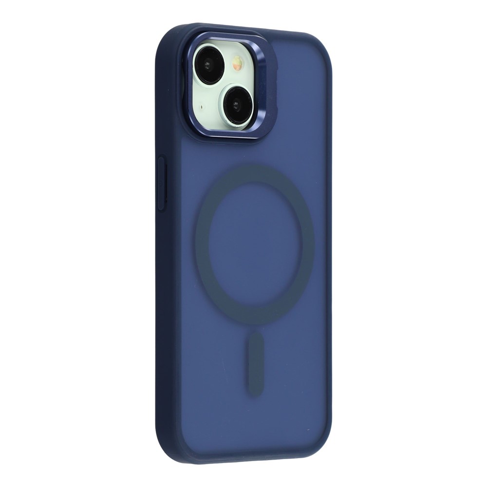 For iPhone 15 Case Compatible with MagSafe Lens Kickstand TPU + PC Matte Phone Cover - Dark Blue