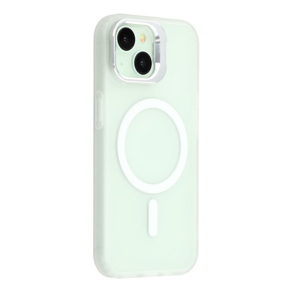 For iPhone 15 Case Compatible with MagSafe Lens Kickstand TPU + PC Matte Phone Cover - Transparent White