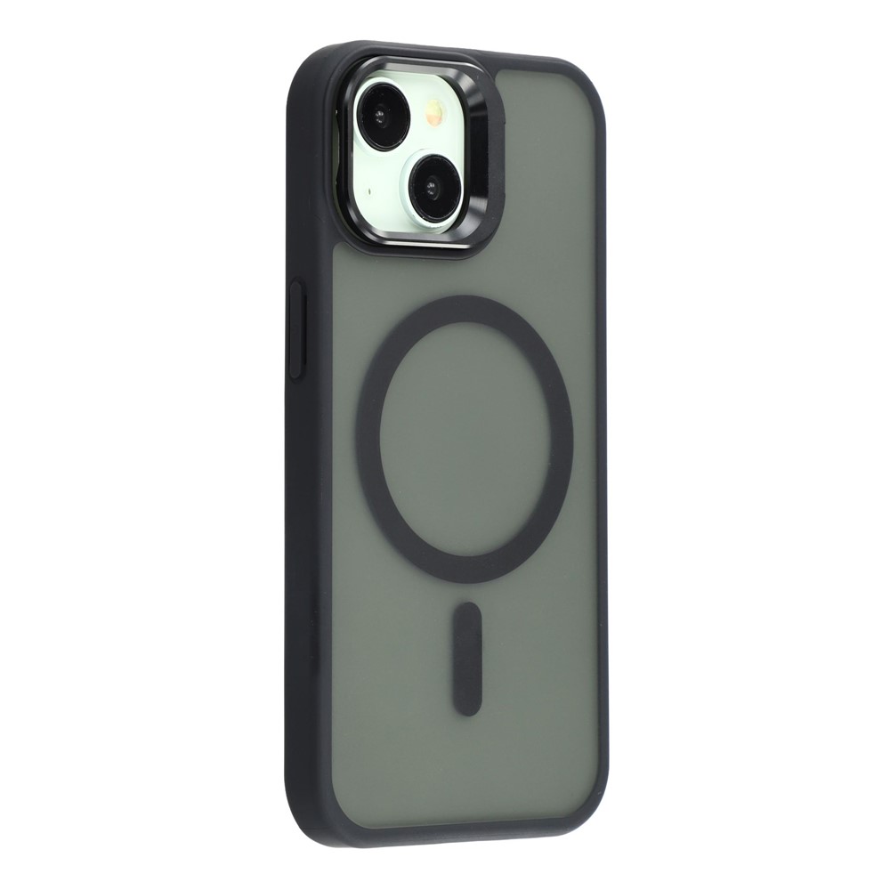 For iPhone 15 Case Compatible with MagSafe Lens Kickstand TPU + PC Matte Phone Cover - Titanium Black