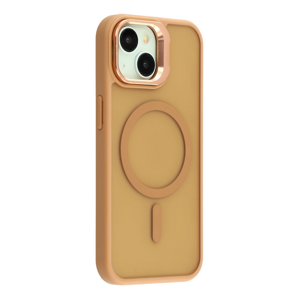 For iPhone 15 Case Compatible with MagSafe Lens Kickstand TPU + PC Matte Phone Cover - Desert Gold
