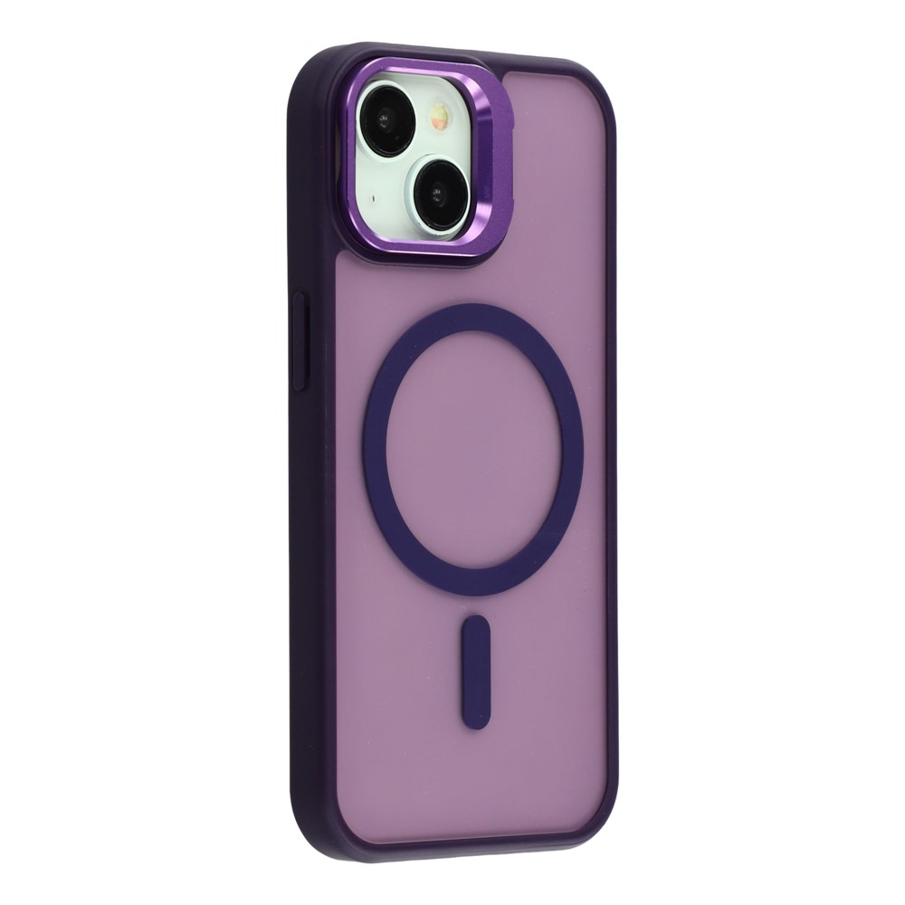 For iPhone 14 / 13 Case Compatible with MagSafe Lens Kickstand TPU + PC Matte Phone Cover - Dark Purple