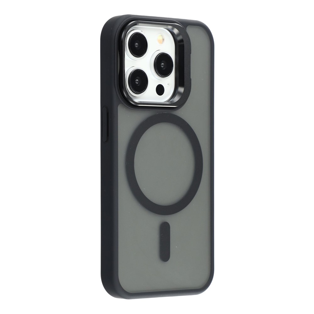 For iPhone 13 Pro Case Compatible with MagSafe Lens Kickstand TPU + PC Matte Phone Cover - Titanium Black