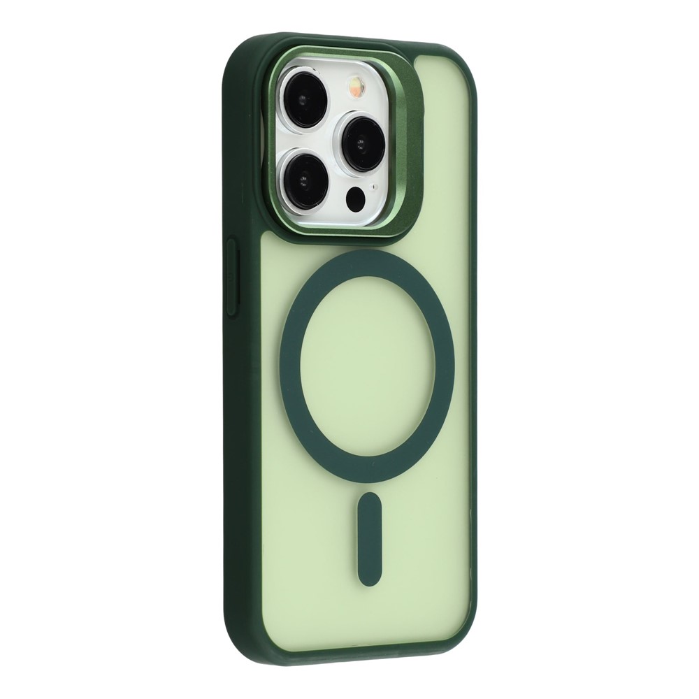 For iPhone 13 Pro Max Case Compatible with MagSafe Lens Kickstand TPU + PC Matte Phone Cover - Dark Green