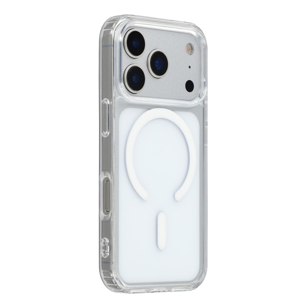 For iPhone 17 Pro Max Magnetic Case TPU PC Clear Phone Back Cover with Lanyard Hole
