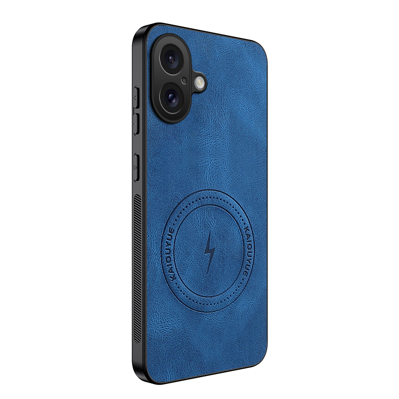 For iPhone 17 Magnetic Case WANLONFENG SD1 Series Nappa Texture PC TPU Phone Cover - Blue