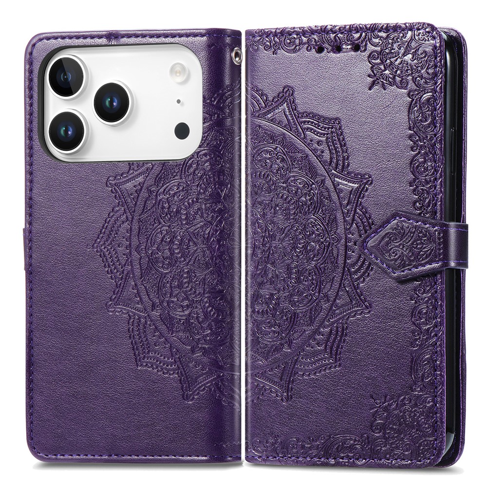 For iPhone 17 Pro Max Case Wallet Mandala Flower Leather Phone Cover Stand View - Purple