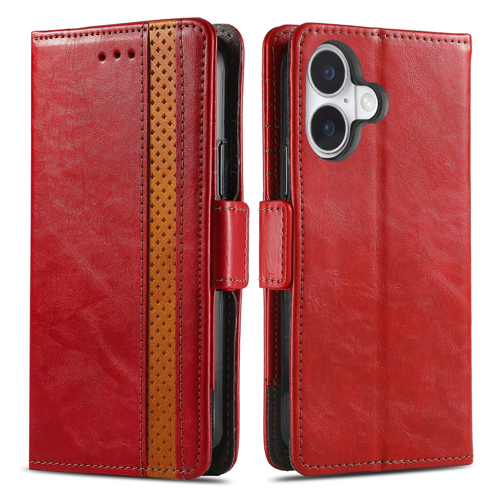 CASENEO For iPhone 17 Phone Cases PU Leather Cover Stand with RFID Blocking Wallet - Red