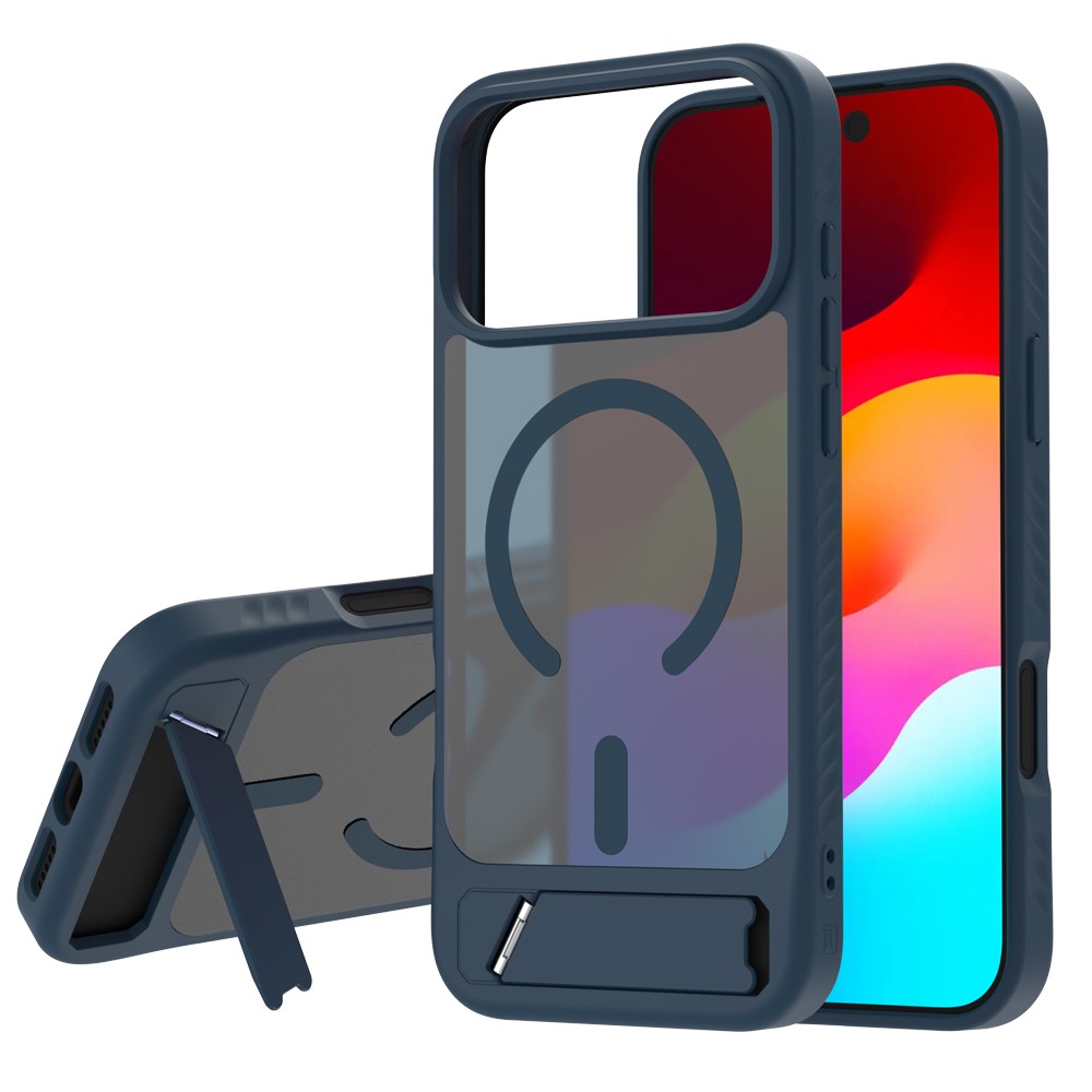 LEREACH Le-Chic Series for iPhone 17 Pro Max Case TPU + PC Kickstand Phone Cover Compatible with MagSafe - Blue