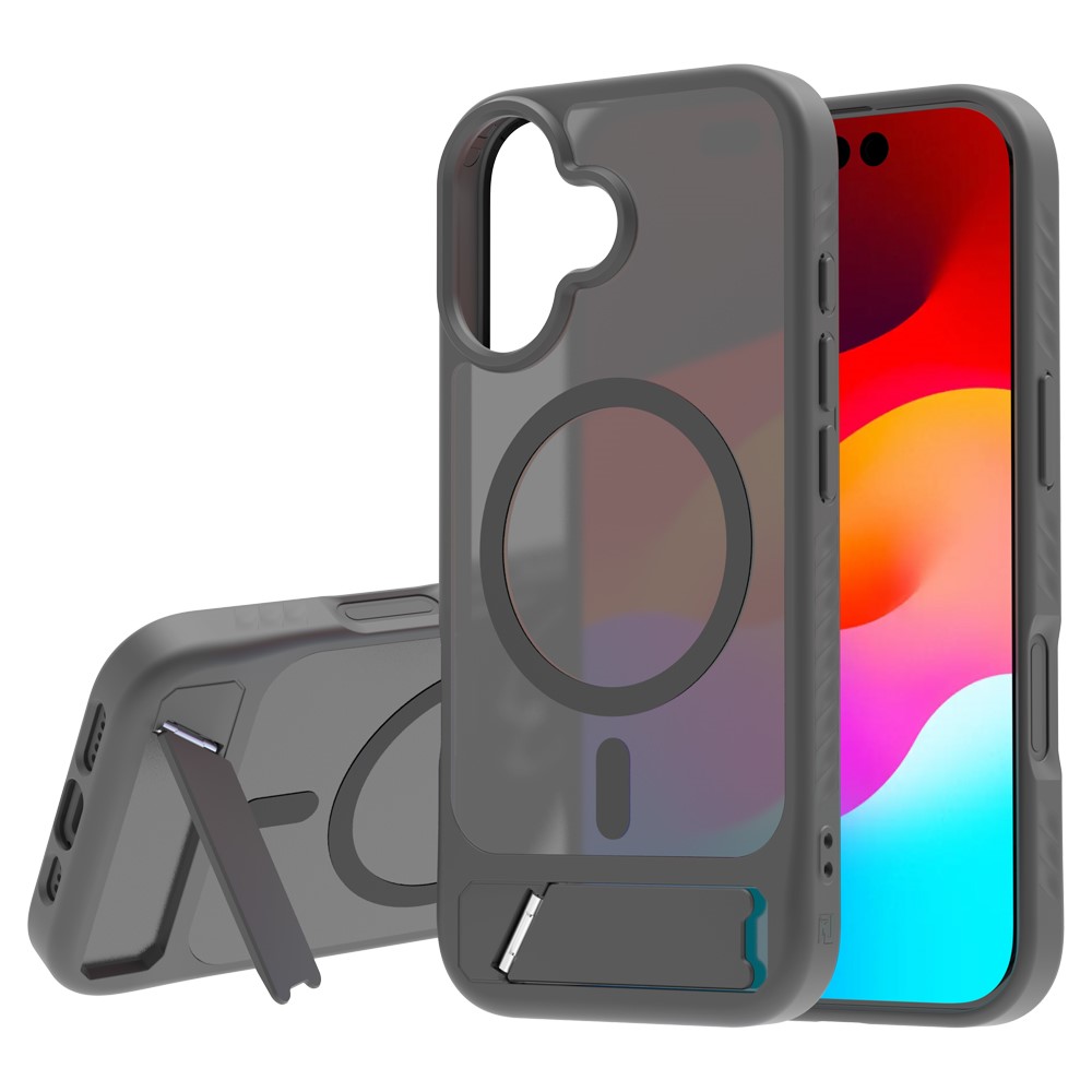 LEREACH Le-Chic Series for iPhone 17 Case TPU + PC Kickstand Phone Cover Compatible with MagSafe - Grey