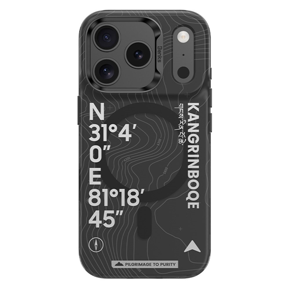 BENKS D1 for iPhone 17 Pro Max Case Kangrinboqe Geographic Coordinate TPU TPE PC Phone Cover Compatible with MagSafe