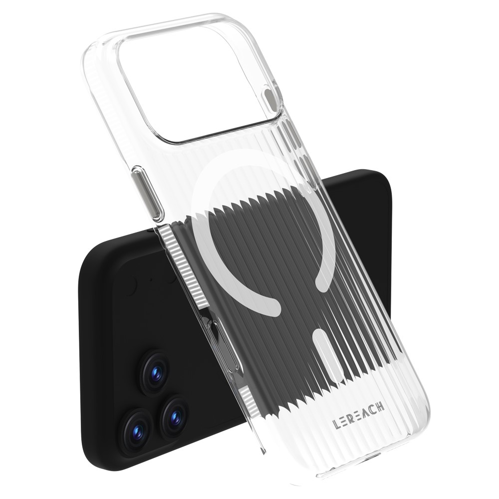 LEREACH TOC Series for iPhone 17 Pro Max Case Flowing Grid PC Phone Cover Compatible with MagSafe - White